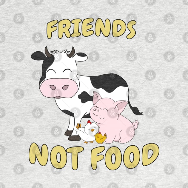 Friends Not Food Cute Cow, Pig and Chicken 2 by valentinahramov